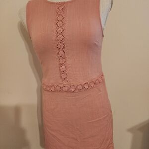 Chic Pink Lace-Trimmed Dress
